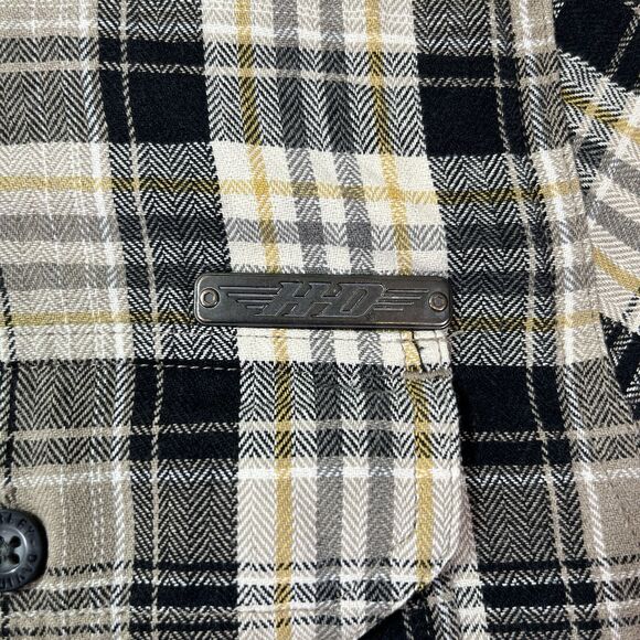 Harley Davidson Men’s XL Brown Plaid Button Up MotorClothes Metal Pocket Tag - Picture 3 of 9